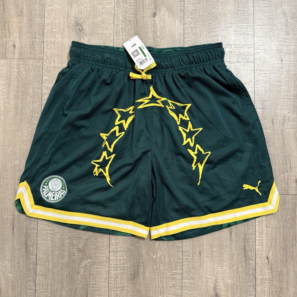 Puma Shorts CWC Hoops x SE Palmeiras Men Green Basketball Soccer 631703 Size L